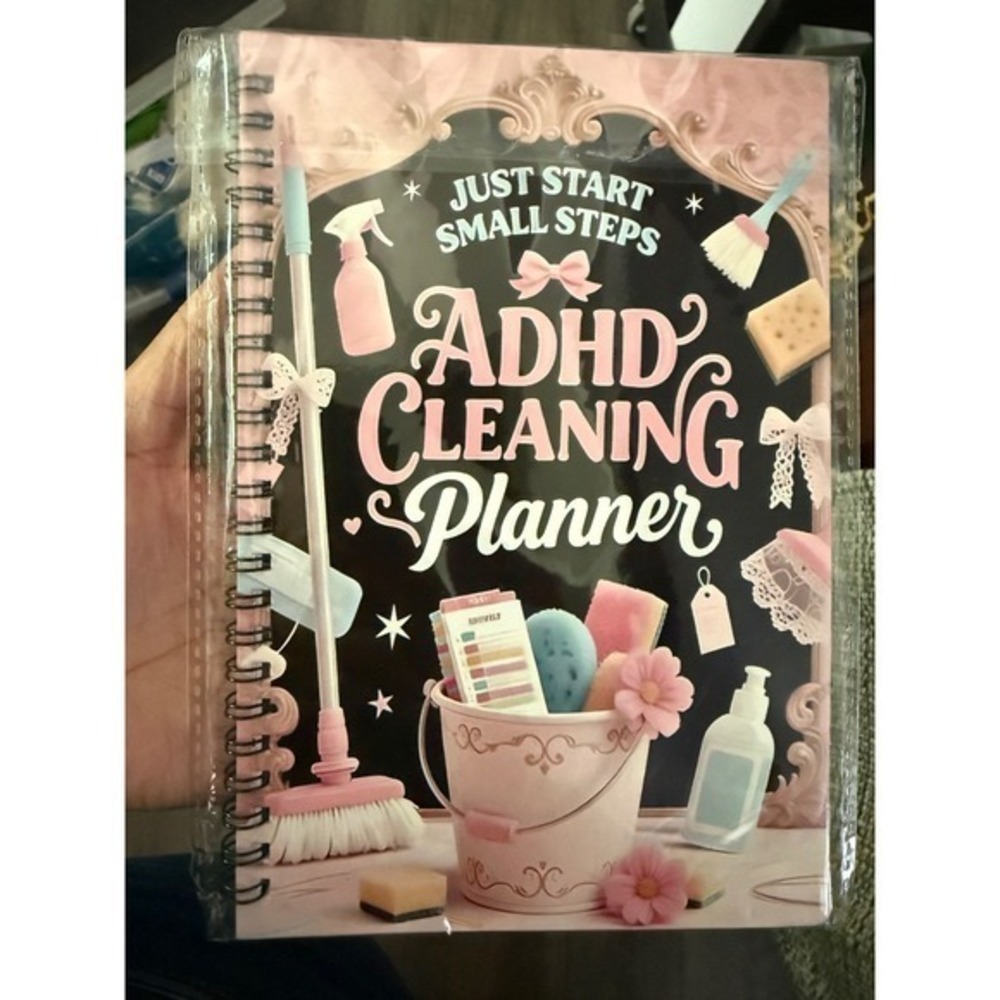 ADHD Cleaning Planner Spiral Journal Declutter Schedule Pink
